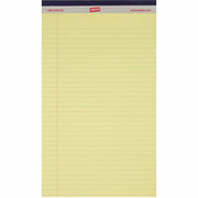 Staples, 8-1/2" x 14", Canary, Perforated Writing Pads, Wide Rule