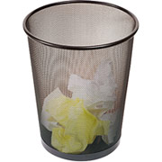 Staples Black Wire Mesh Round Wastebasket