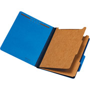 Staples Brightly Colored Classification Folders, Letter, 2 Partitions, Blue, 5/Pack