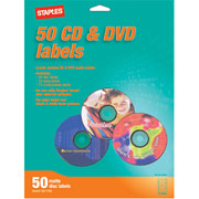 Staples CD/DVD Labels, 50/Pack