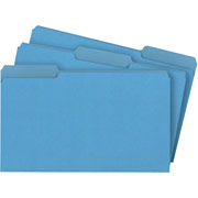 Staples Colored File Folders, Legal, 3 Tab, Blue, 100/Box