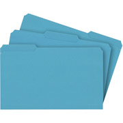 Staples Colored File Folders w/ Reinforced Tabs, Legal, 3-Tab, Blue, 100/Box