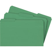 Staples Colored File Folders w/ Reinforced Tabs, Legal, 3-Tab, Green, 100/Box