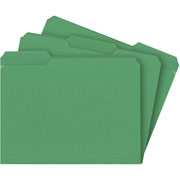 Staples Colored File Folders w/ Reinforced Tabs, Letter, 3-Tab, Green, 100/Box