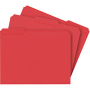 Staples Colored File Folders w/ Reinforced Tabs, Letter, 3-Tab, Red, 100/Box