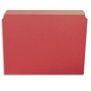 Staples Colored File Folders w/ Reinforced Tabs, Letter, Single Tab, Red, 100/Box
