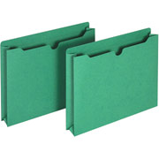 Staples Colored File Jackets, 2" Expansion, Letter, Green, 25/Box