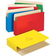 Staples Colored File Pockets, 3 1/2" Expansion, Legal, Assorted, 5/Pack