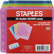 Staples Double CD/DVD Cases, 25/Pack