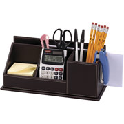 Staples Faux Leather Desk Organizer, Espresso