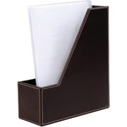 Staples Faux Leather Magazine Holder, Espresso