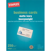 Staples Inkjet Business Cards, 2" x 3 1/2", Matte, Ivory, 250/Cards