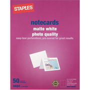 Staples Inkjet Notecards, 5 1/2" x 4 1/4", Matte, 50/Pack
