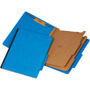 Staples Moisture-Resistant Classification Folders, Letter, 2 Partitions, Blue, 10/Pack