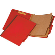 Staples Moisture-Resistant Classification Folders, Letter, 2 Partitions, Red, Each