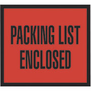 Staples Packing List Envelopes, 4-1/2" x 5-1/2", Red Full Face "Packing List Enclosed"