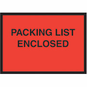 Staples Packing List Envelopes, 4-1/2" x 6", Red Full Face "Packing List Enclosed"