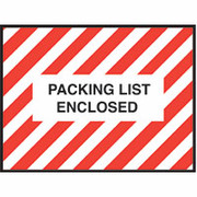 Staples Packing List Envelopes, 4-1/2" x 6", Red Striped Full Face "Packing List Enclosed"