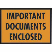 Staples Packing List Envelopes, 5-1/4" x 7-1/2", Orange Full Face "Important Document Enclosed"