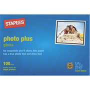 Staples Photo Plus Paper, 4" x 6", Gloss, 100/Pack