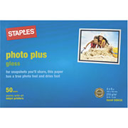 Staples Photo Plus Paper, 4" x 6", Gloss, 50/Pack