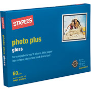 Staples Photo Plus Paper, 4" x 6", Gloss, 60/Pack