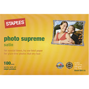 Staples Photo Supreme Paper, 4" x 6", Satin, 100/Pack