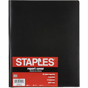 Staples Poly Two-Pocket Portfolio w/Prong Fasteners, Black