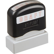 Staples Pre-Inked Stamper,   "Draft",  Red Ink