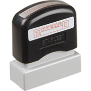 Staples Pre-Inked Stamper,   "Entered",  Red Ink