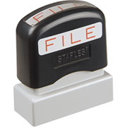 Staples Pre-Inked Stamper,  "File", Red Ink