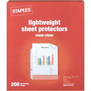 Staples Semi-Clear Economy Weight Sheet Protectors, 200/Pack
