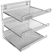Staples Silver Wire Mesh 3-Tier Desk Shelf, 12 1/2"H x 13 1/4"W x 10 3/4"D