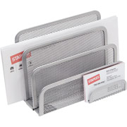 Staples Silver Wire Mesh Letter Holder, 5 1/4"H x 7"W x 3 3/4"D