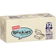 Staples Stickies 1-1/2" x 2" Yellow Flat Notes