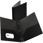 Staples Textured Poly 2-Pocket Folders with Fasteners, Black