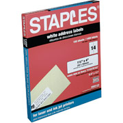 Staples White Multipurpose Address Labels, 1 1/3" X 4"