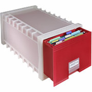 Storex Stackable Poly File Drawer, Red