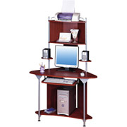 Techni Mobili Corner Tower Workcenter, Mahogany