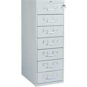 Tennsco 7-Drawer Card File for 5x8 Cards, Light Gray