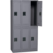 Tennsco Double-Tier Locker, 72"H x 36"W x 18"D, Gray