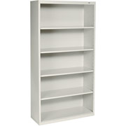 Tennsco Metal Bookcase, 5-Shelf, 66"H, Putty