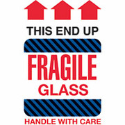 "This End Up Fragile Glass" Shipping Label, 4" x 6"