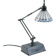 Tiffany Desk Incandescent Lamp with Mission-Style Shade, Dark Bronze Base