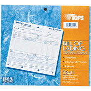 Tops Snap-Off Bill Of Lading Short Forms, 8-1/2"x7", 3 Part