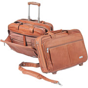 U.S. Luggage Full-Grain Leather Rolling Computer Case