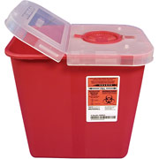 Unimed Kendall Sharps Container with Clear Hinged Lid, 8 Quart Red