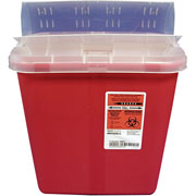 Unimed Kendall Sharps Container with Clear Lid, 2 Gallon, Red