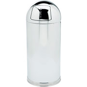 United Receptacle 15-Gallon Dome Receptacle, 15"Dia. x 36"H, Mirror Chrome