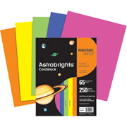 Wausau Astrobrights Card Stock, 8 1/2" x 11", Assorted Colors, 250/Pack